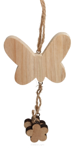 Drewniane surowe zawieszki dekoracyjne motyl/kwiat/ptak HY-1609 h25/śr8cm
