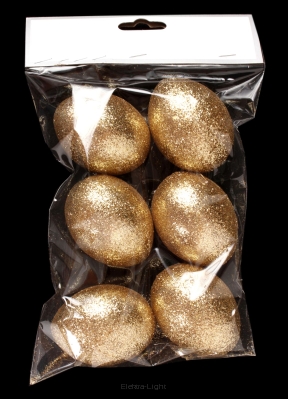 Jajka brokatowane złote w paczce 6szt/kpl. TG63638-2 5cm