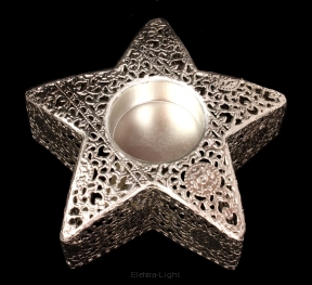 Gwiazda srebrna ażurowa świecznik metalowy CLF13 śr14/h5cm