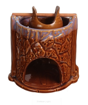 Kominek-podgrzewacz na olejek zapachowy studnia brązowa h12cm/śr10cm
