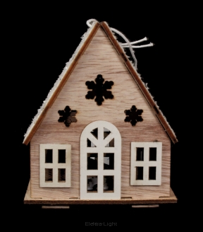 Domek podświetlany drewniany zawieszka HY-4312 10x8x4,5cm OSTATNIA SZTUKA